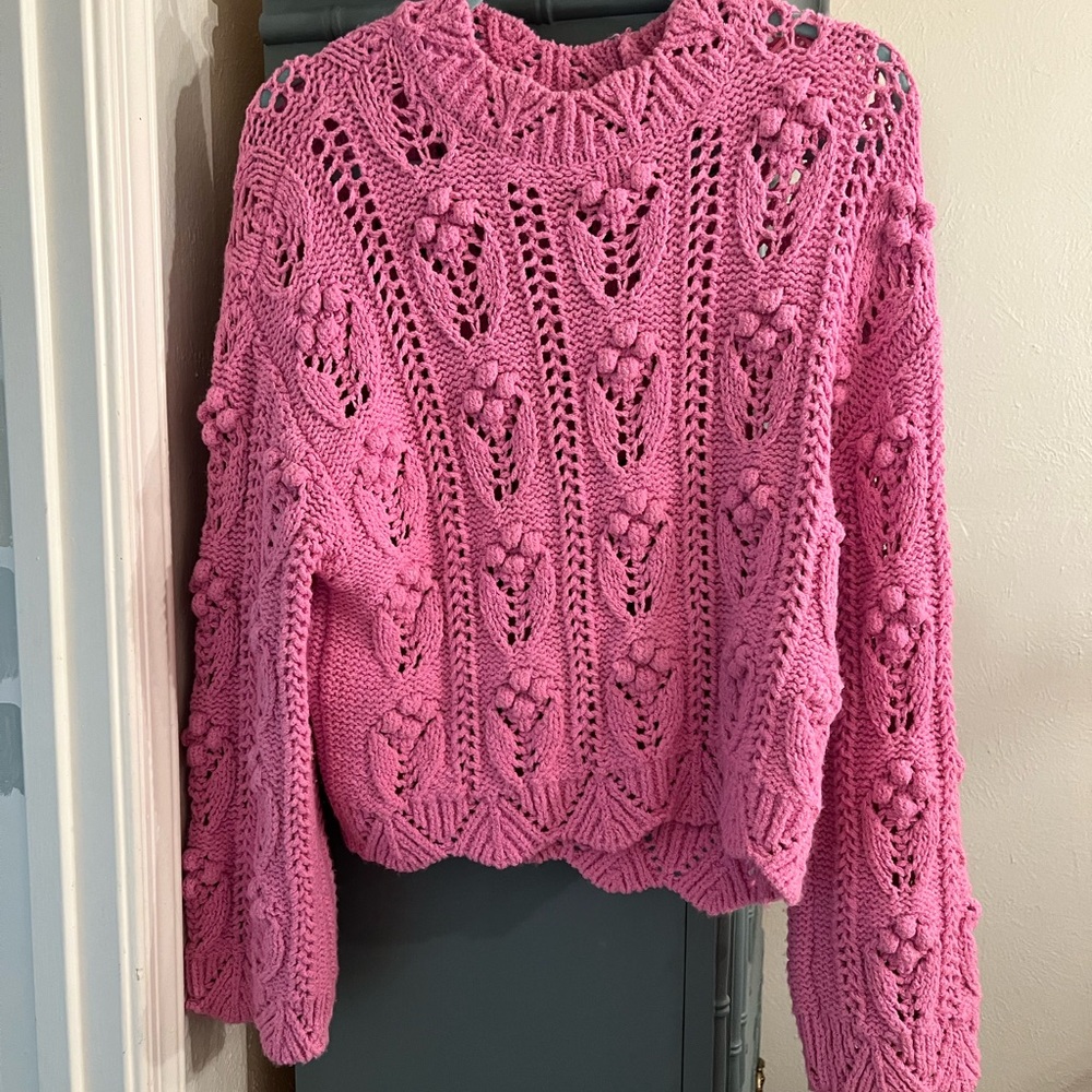 Zara Women's Sweater in Vibrant Pink Crochet